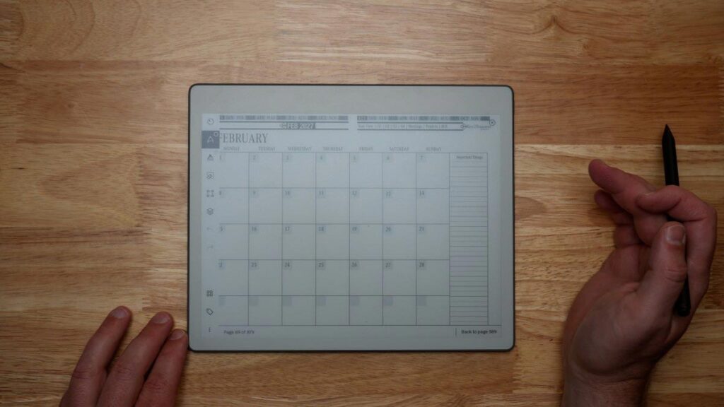 monthly calendar on remarkable
