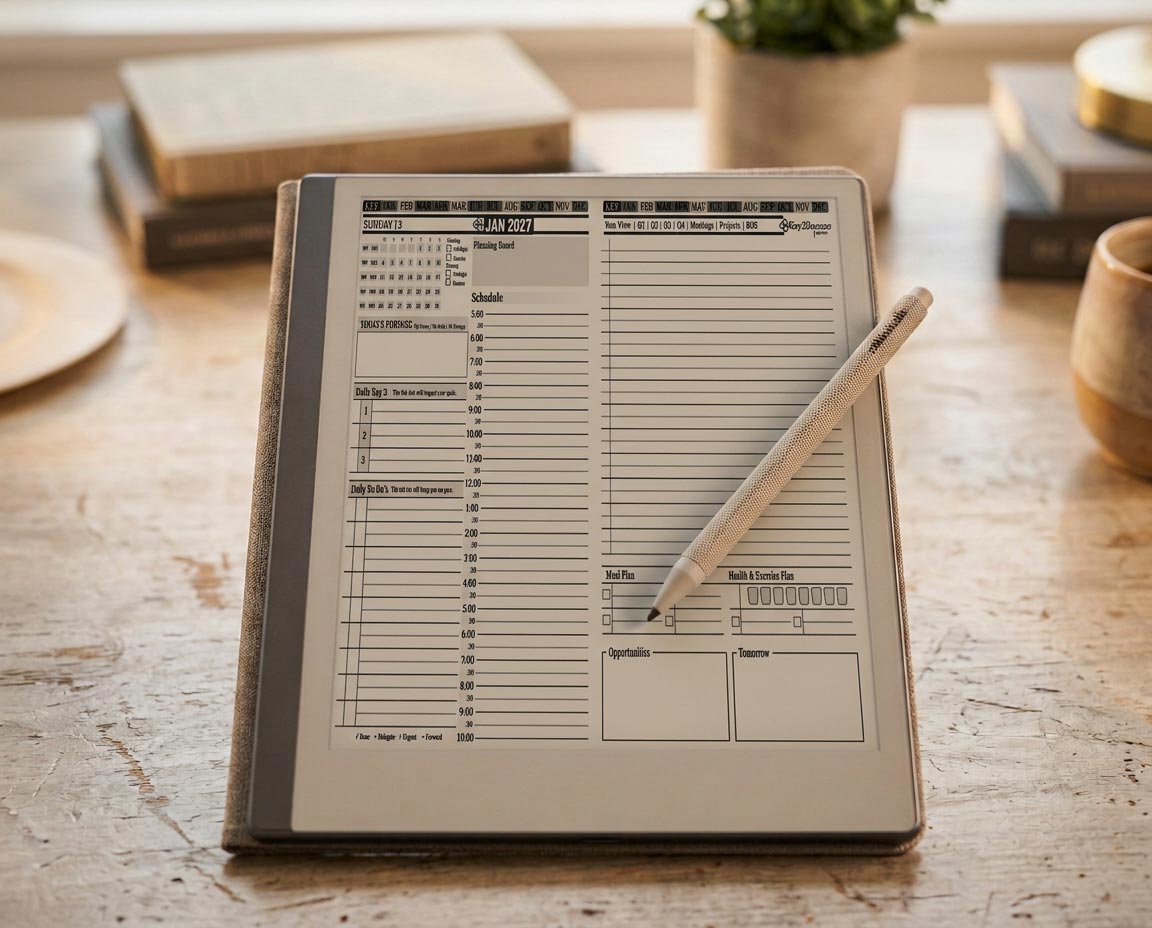 Custom page layout example on a reMarkable digital planner
